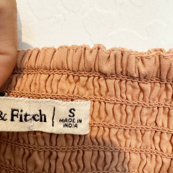 Abercrombie O-Ring Puff Sleeve Sweetheart Neck Smocked Cropped Blouse Top Small - Picture 6 of 10